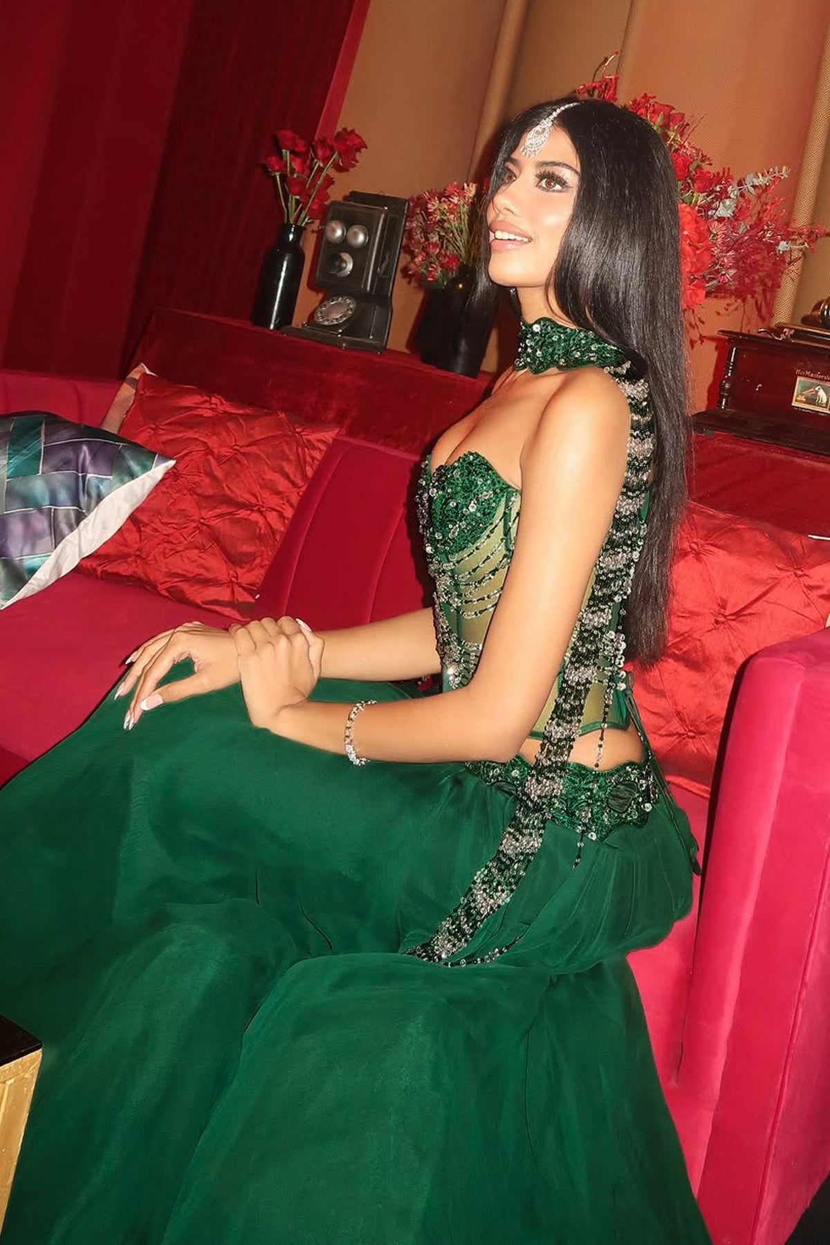 Emerald Green Corset Lehenga