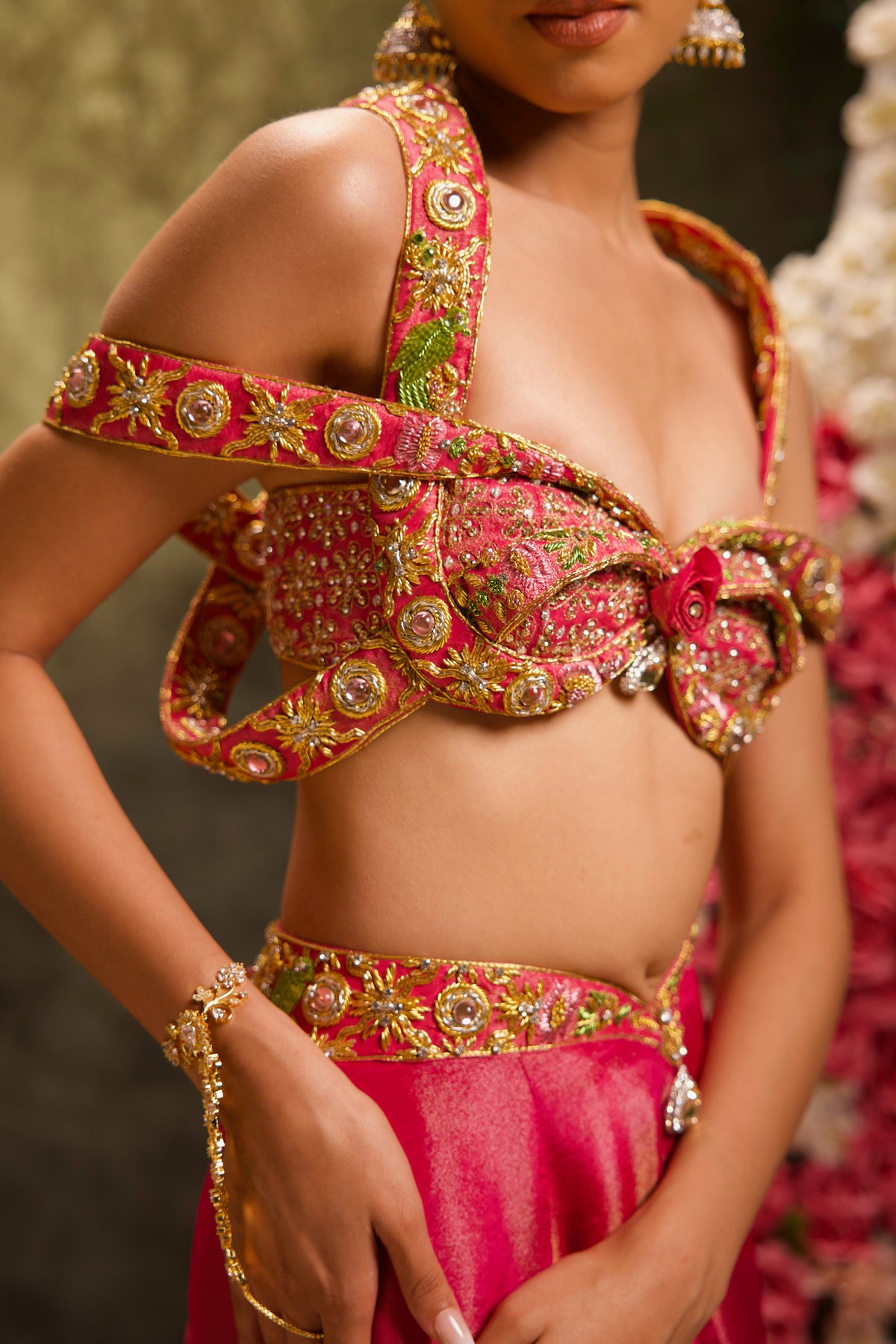 Gilded Hot Pink Tissue Silk Mermaid Lehenga